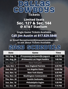 2023 Dallas Cowboys Tickets Flyer